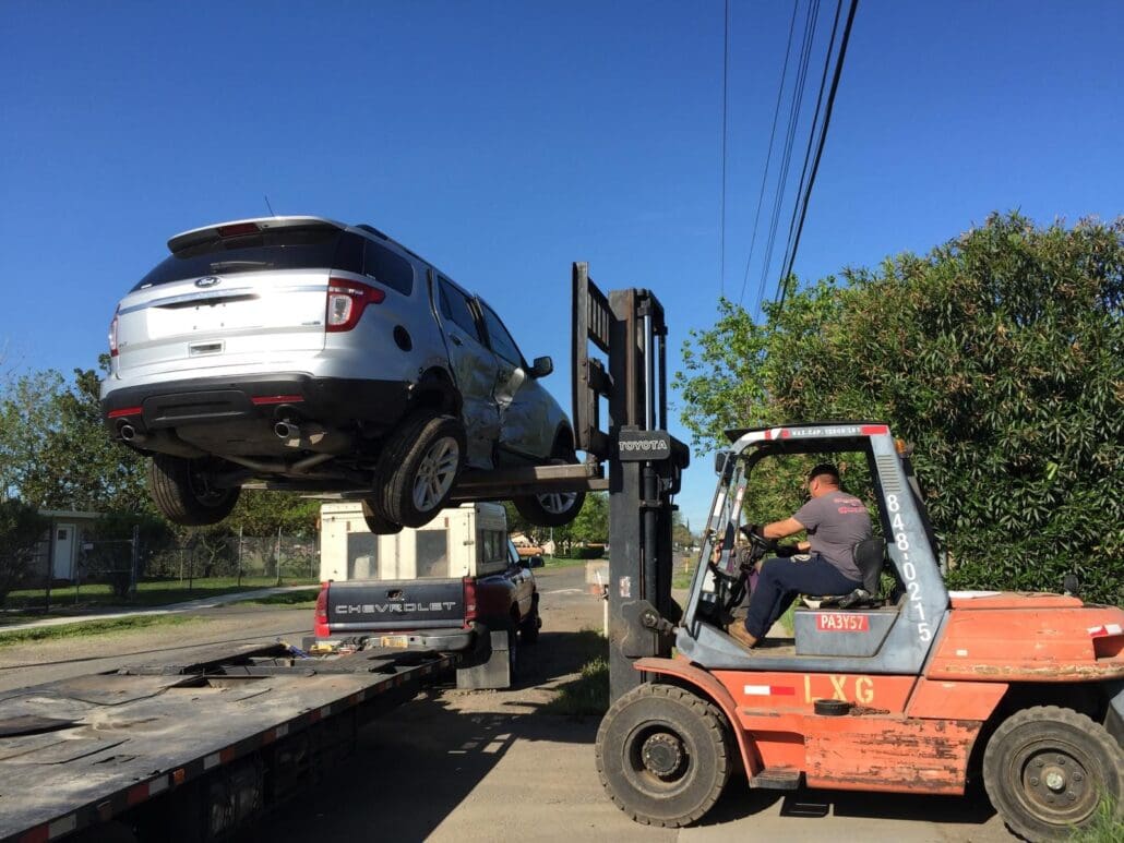 Non Running Car Being Unloaded
