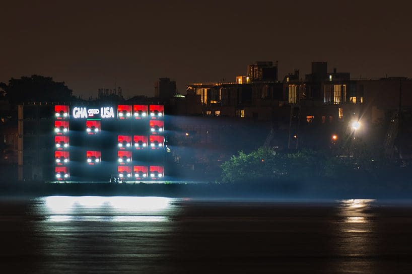 audi shipping container scoreboard A8 headlights designboom 02