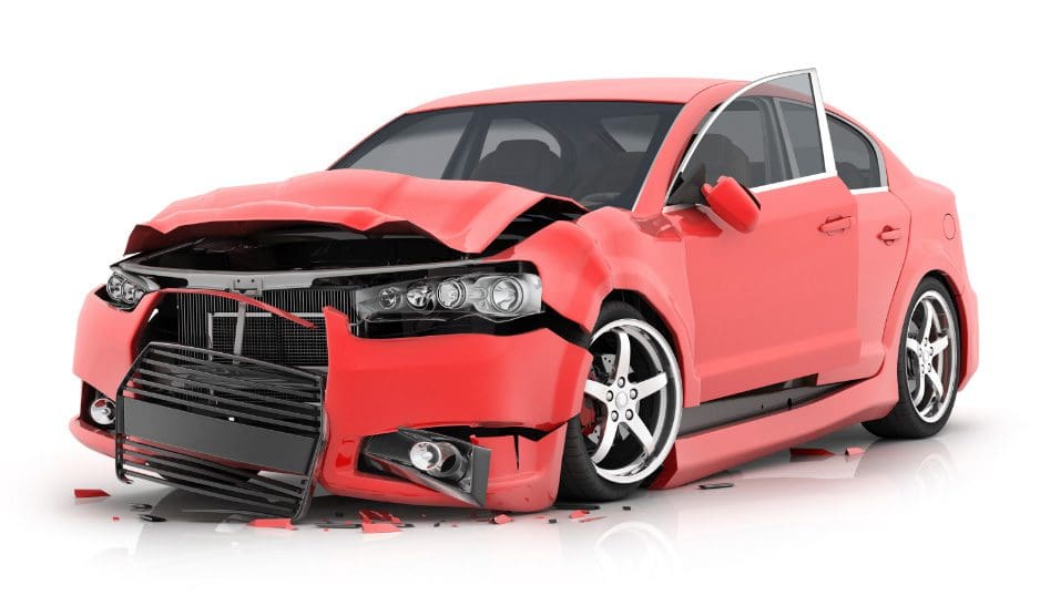 Red Salvaged Vehicle