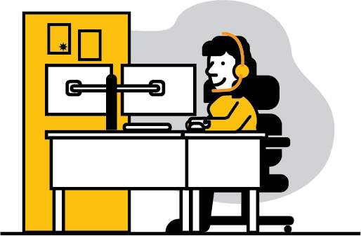 Woman sitting at a desk, looking at a computer monitor and getting a quote 